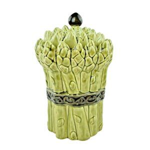 Asparagus Ceramic Kitchen Canister with Seel 9.5 inches Tall Green
